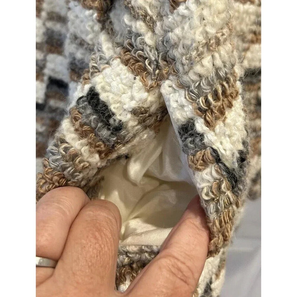 Donnkenny Jacket Women’s 12 Gray Beige Wool Blend Boucle Lined DK Gold - Picture 5 of 11